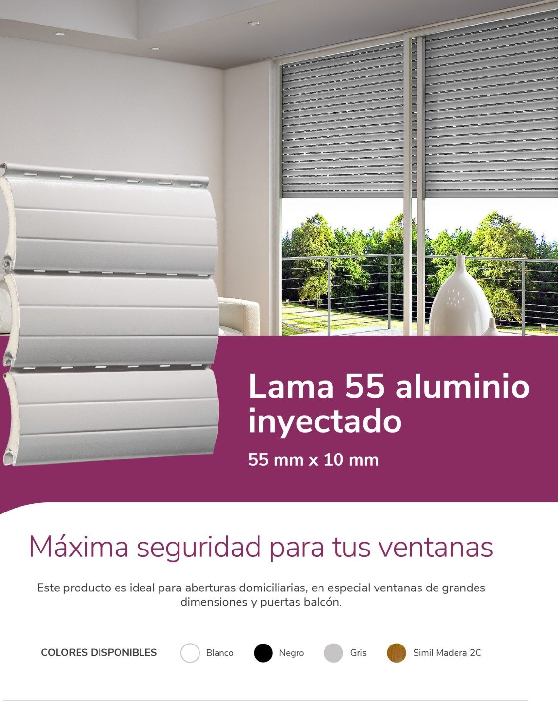 Lama 55 aluminio inyectado